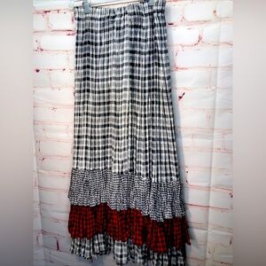 Broomstick maxi skirt black check vintage xl xxl